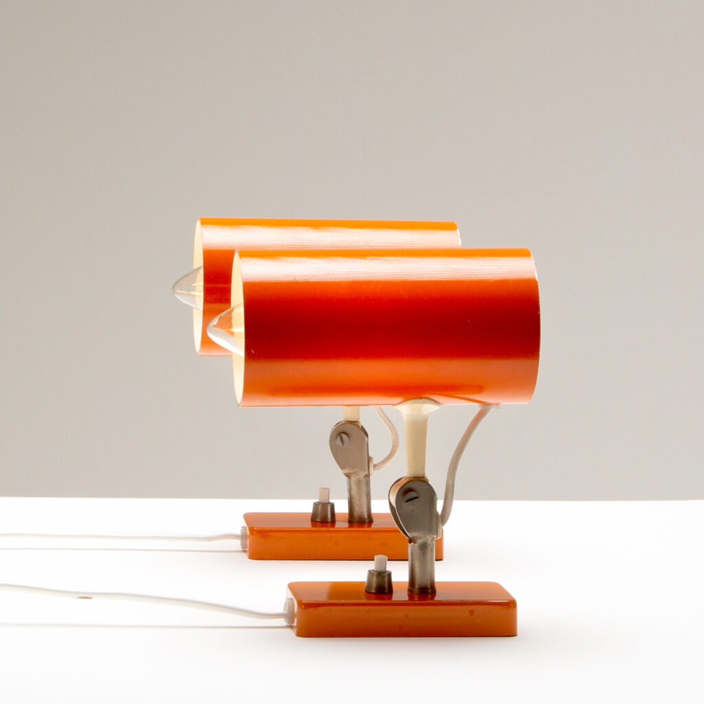 Pair of Orange Wall Lights, Denmark, 1970s - ODO Vintage