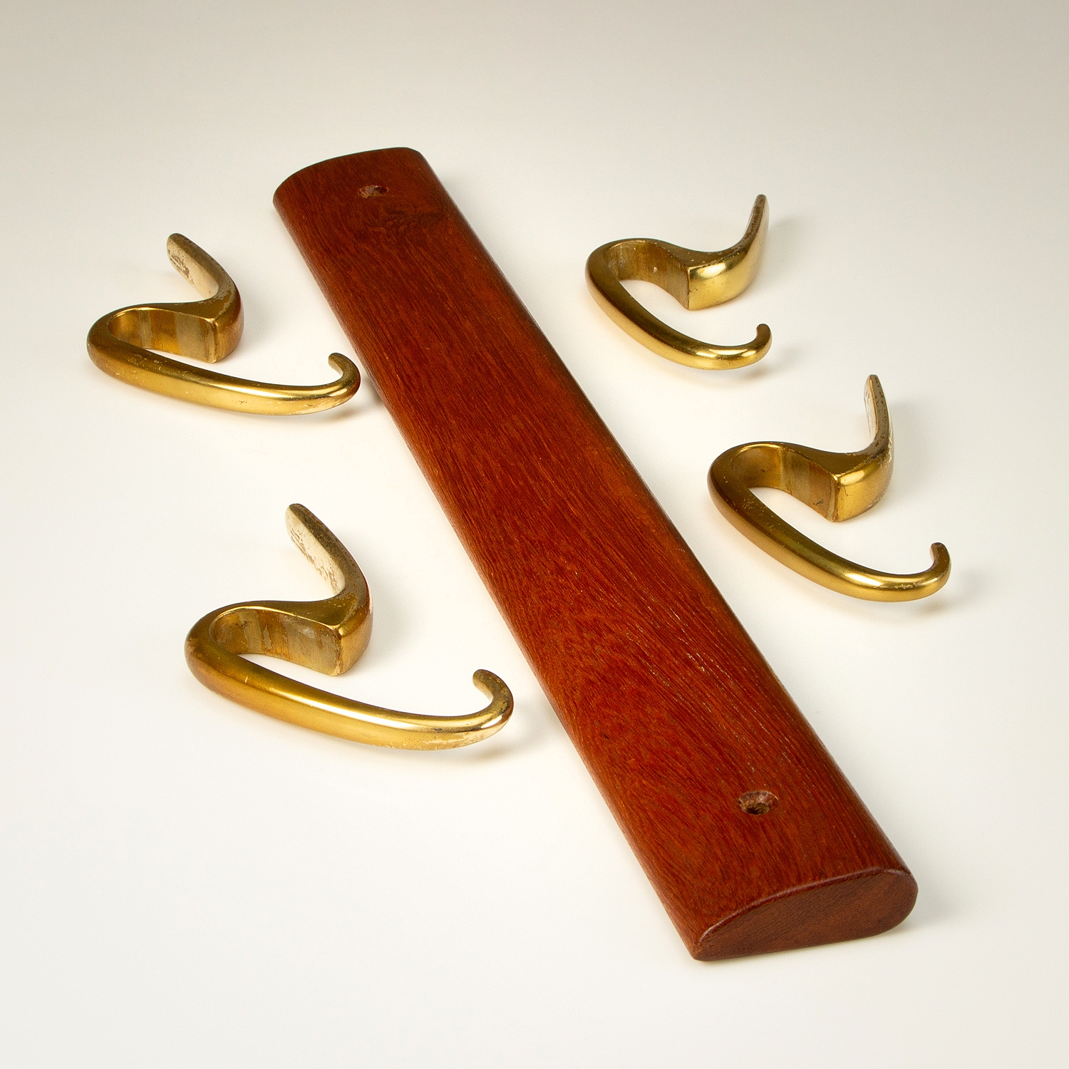 Brass and Teak Coat Hanger by Carl Auböck for Illums Bolighus