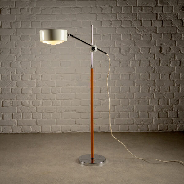 Leather and Chrome Simris Floor Lamp, Ateljé Lyktan, Sweden, 1970s