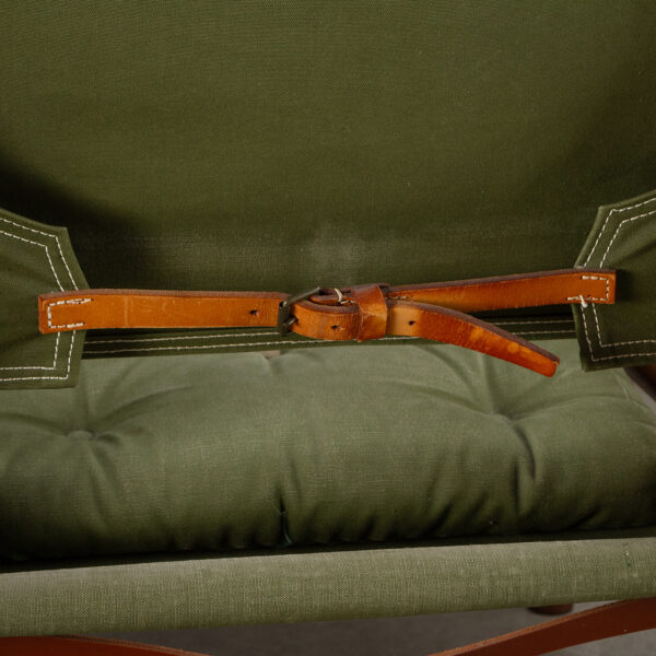 Pair of Kaare Klint Safari Chair Sage Green Canvas, Denmark 1960s - Image 10