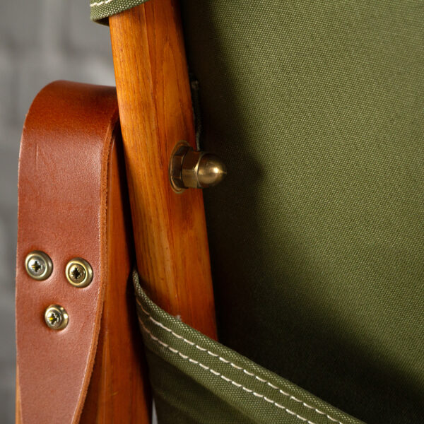 Pair of Kaare Klint Safari Chair Sage Green Canvas, Denmark 1960s - Image 12