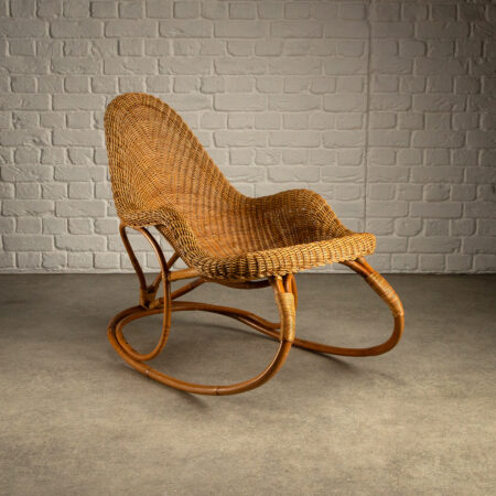 Wicker Art Nouveau Rocking Chair, attr. Victor Horta, Belgium. c. 1905
