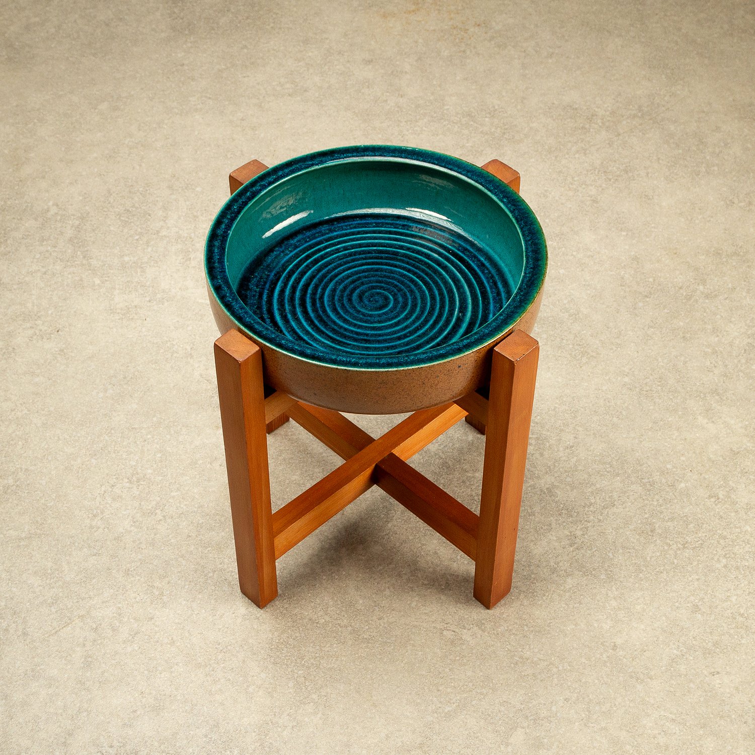Stoneware Bowl and Stand by Richard Manz for Knabstrup Atelier, Denmark, 1960s