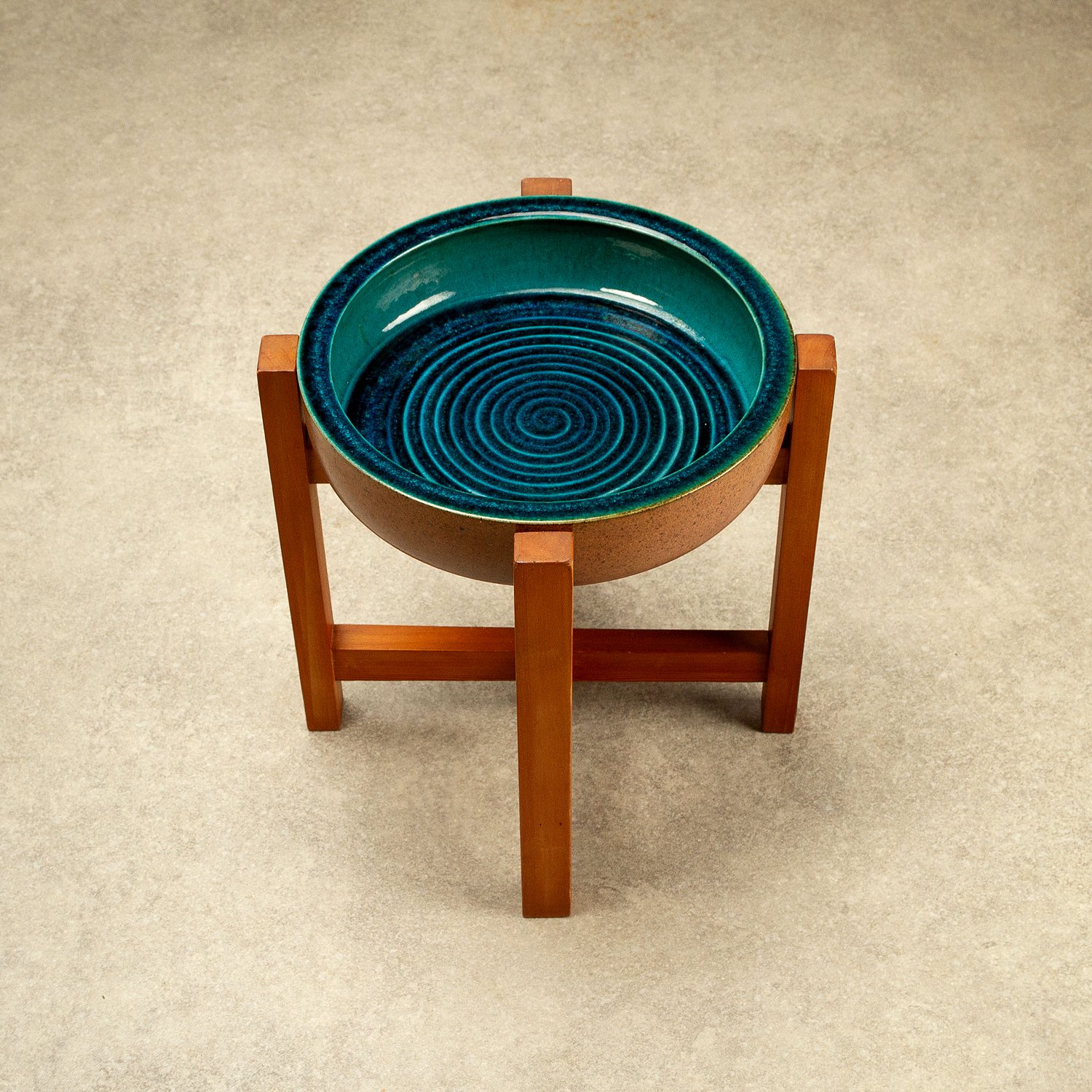 Stoneware Bowl and Stand by Richard Manz for Knabstrup Atelier, Denmark, 1960s - Image 2