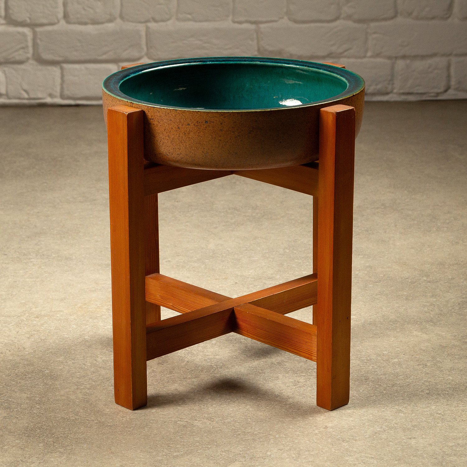 Stoneware Bowl and Stand by Richard Manz for Knabstrup Atelier, Denmark, 1960s - Image 5