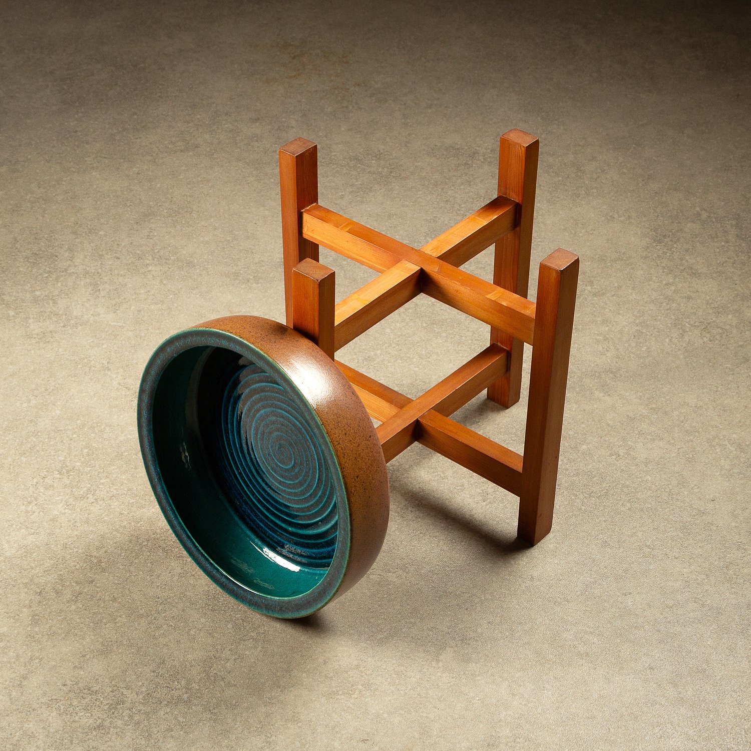 Stoneware Bowl and Stand by Richard Manz for Knabstrup Atelier, Denmark, 1960s - Image 9