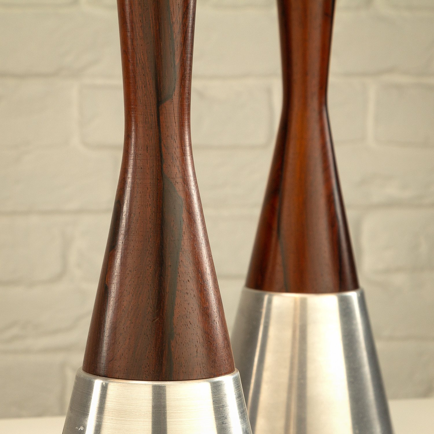 Pair of Rosewood and Aluminium Table Lamps by Bergboms, Sweden, 1950s - Image 6