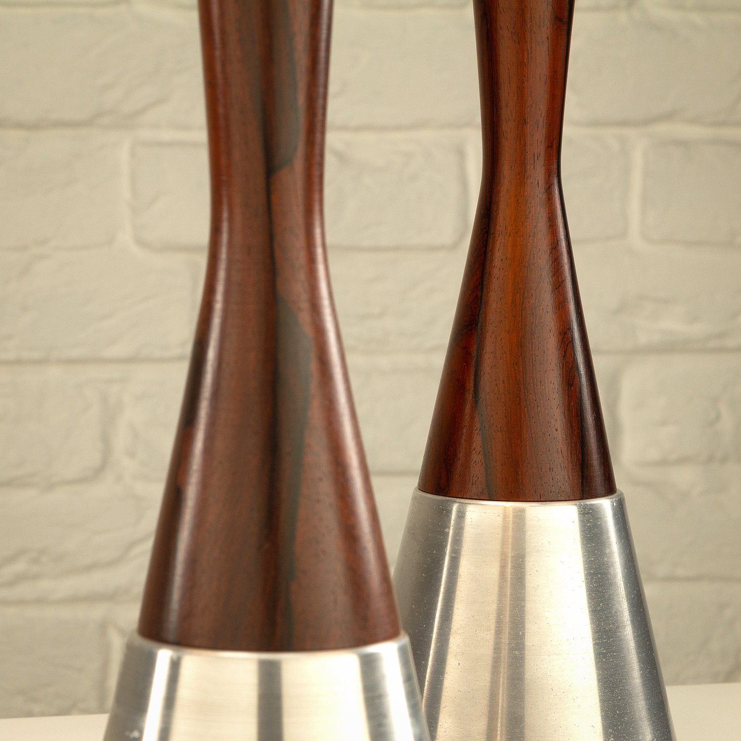 Pair of Rosewood and Aluminium Table Lamps by Bergboms, Sweden, 1950s - Image 7